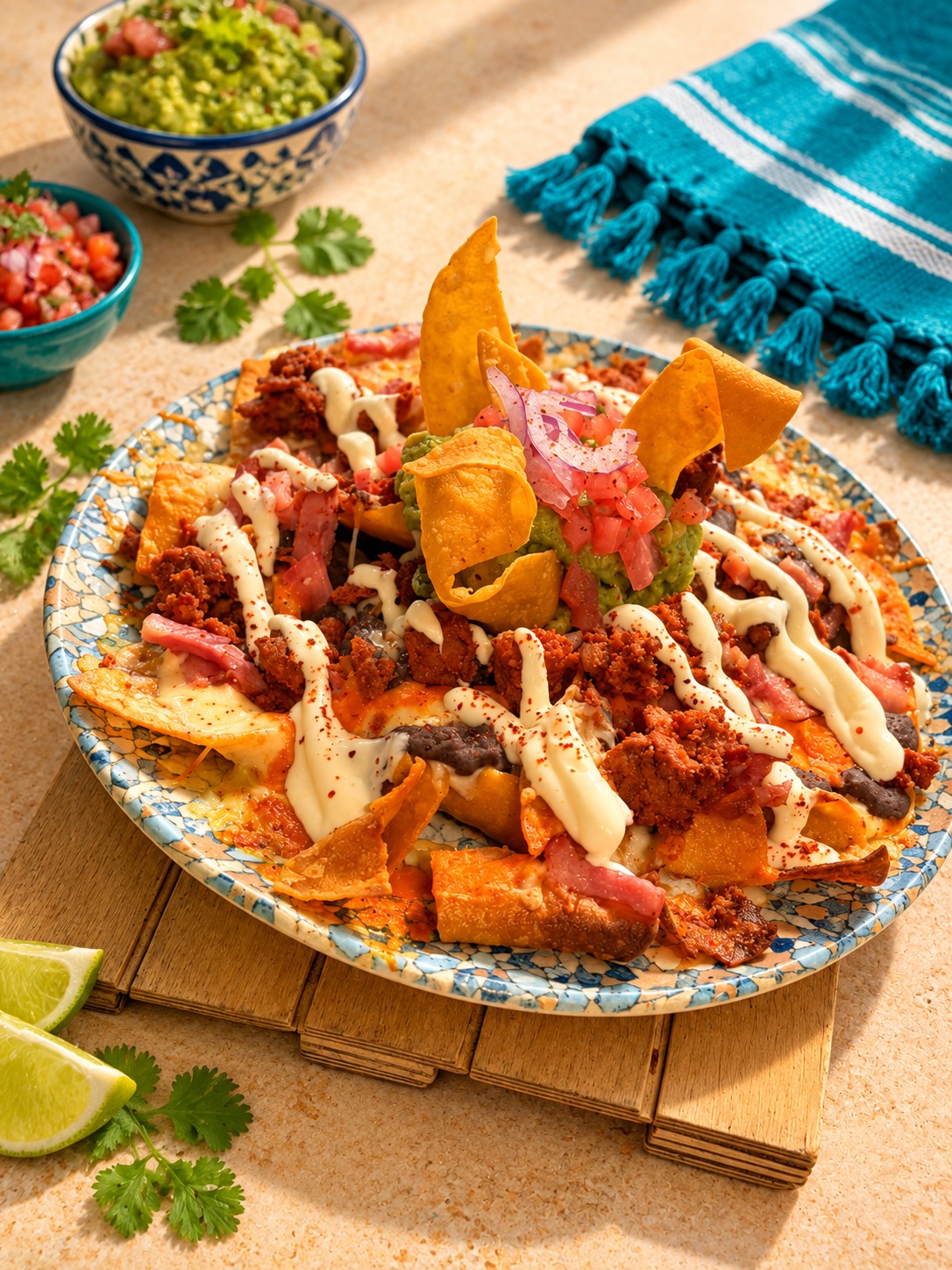 Nachos con salsa y guacamole