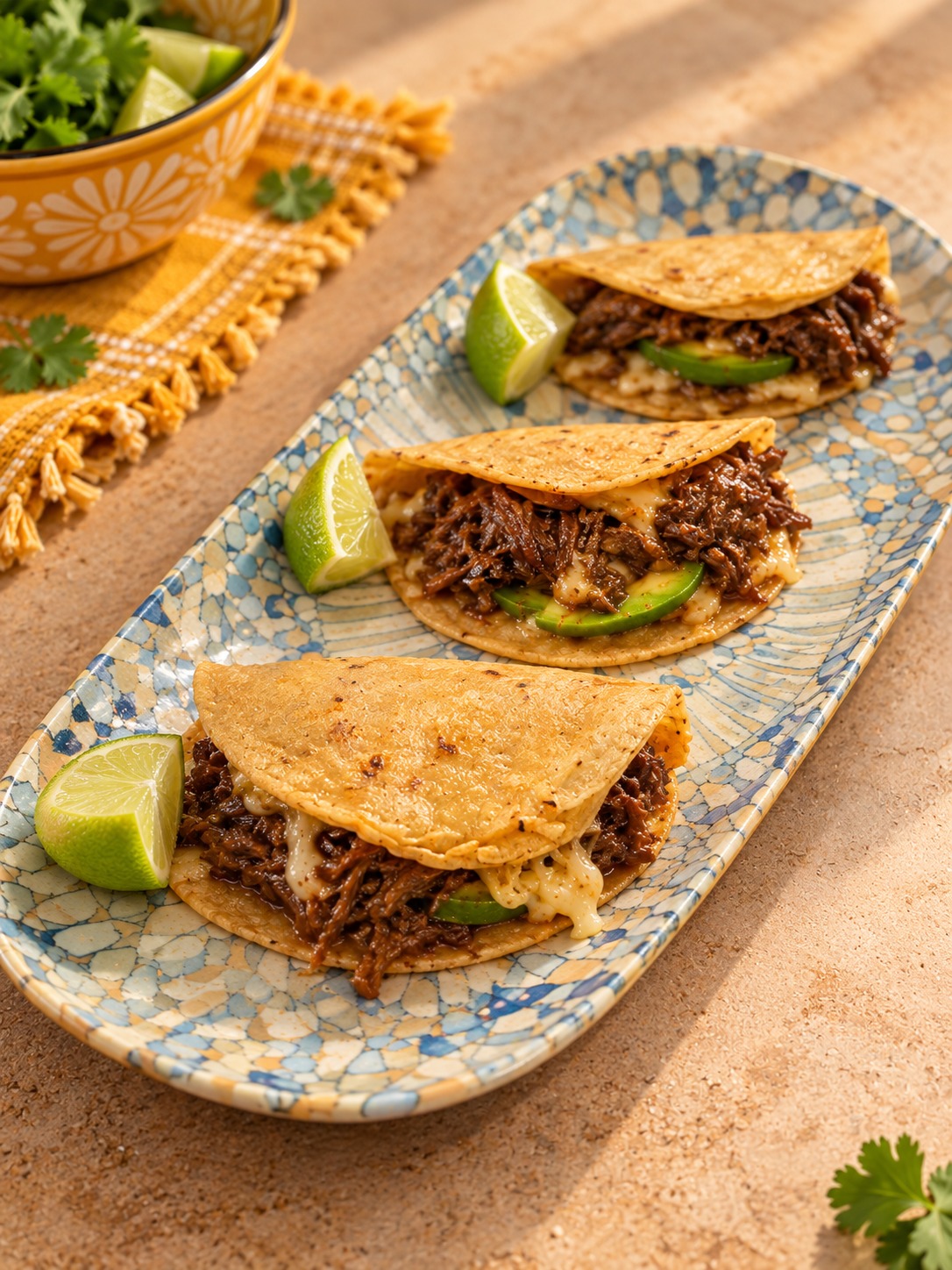 Tacos con carne y aguacate