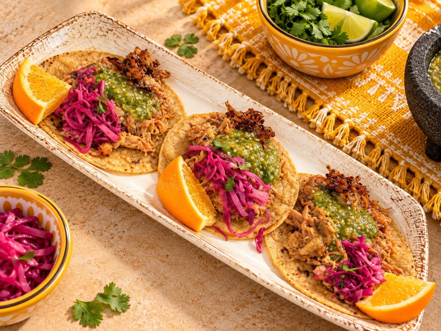 Tacos con cebolla morada encurtida