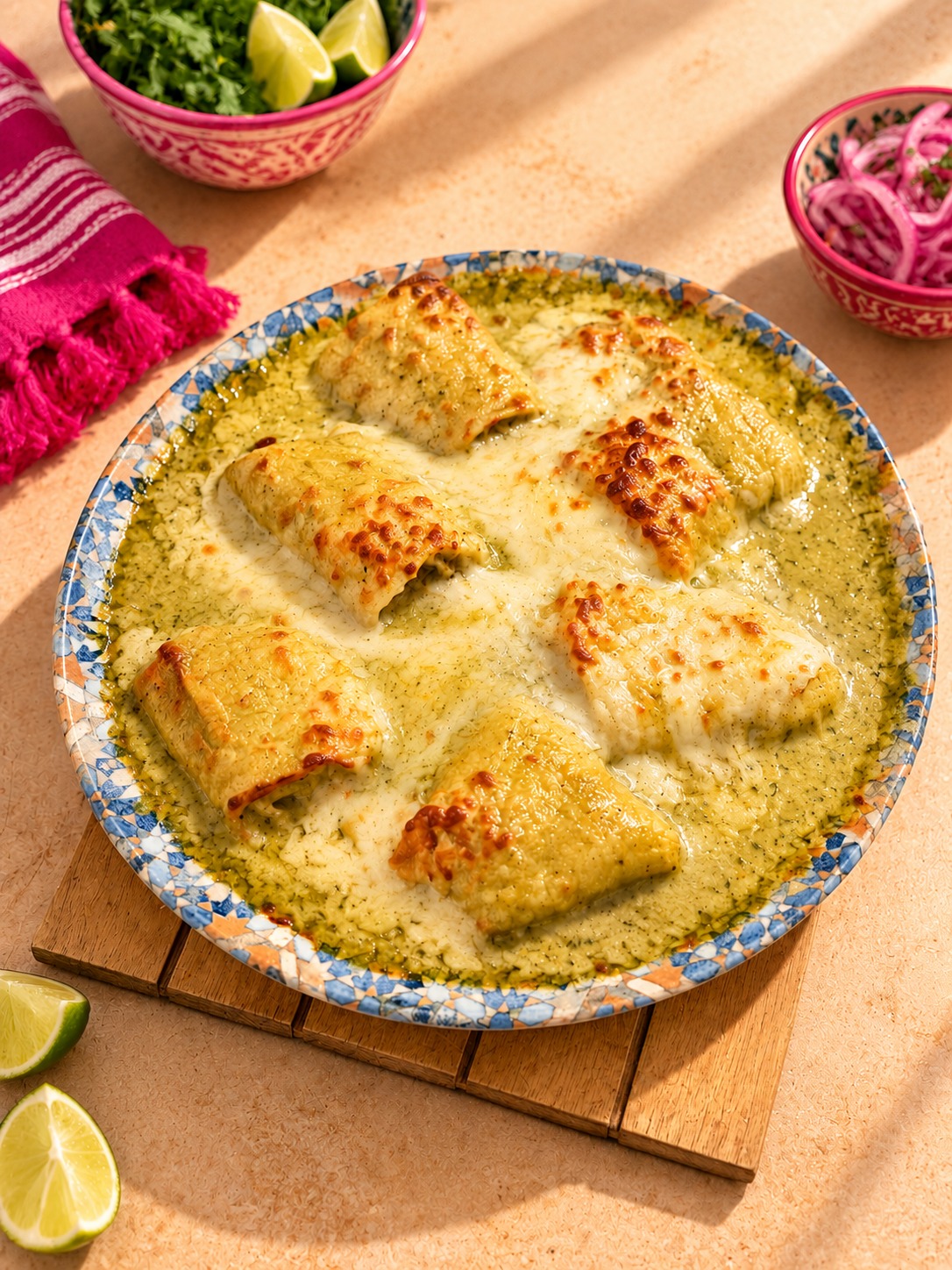 Enchiladas verdes gratinadas